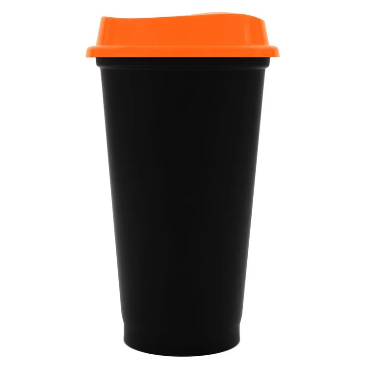 Стакан с крышкой Color Cap Black, черный с оранжевым арт.20996.20