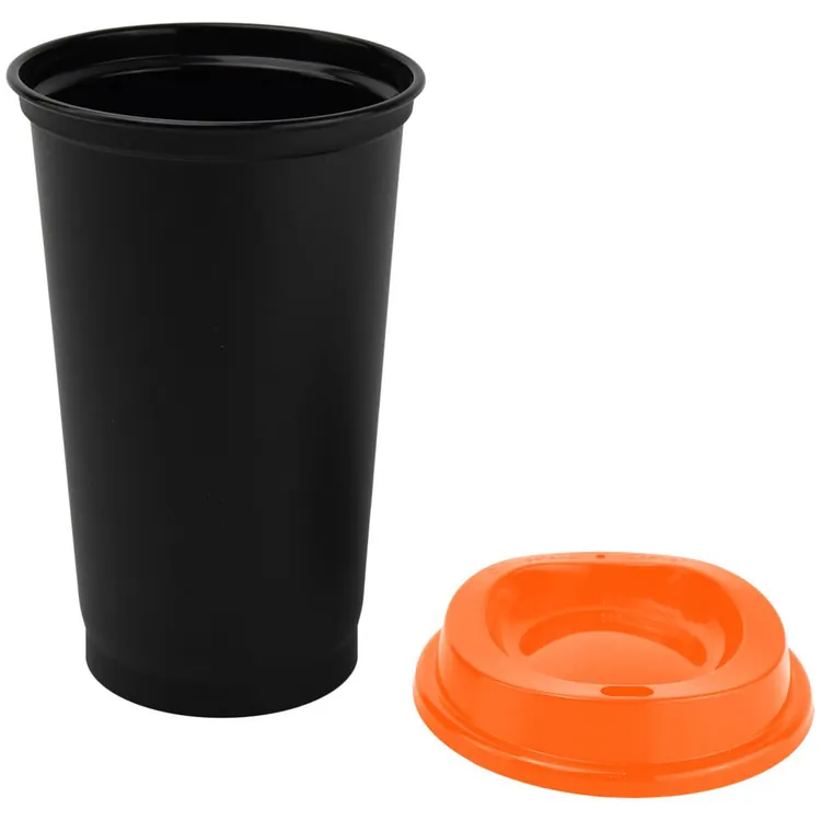 Стакан с крышкой Color Cap Black, черный с оранжевым арт.20996.20