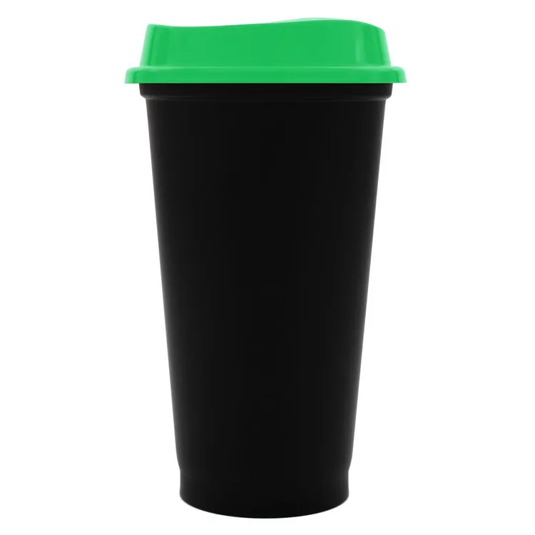 Стакан с крышкой Color Cap Black, черный с зеленым арт.20996.90