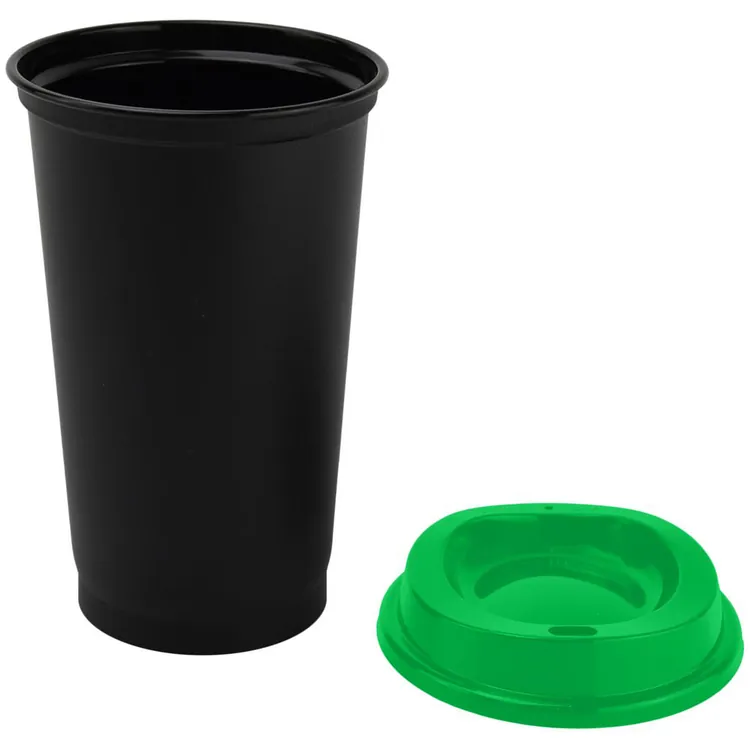 Стакан с крышкой Color Cap Black, черный с зеленым арт.20996.90