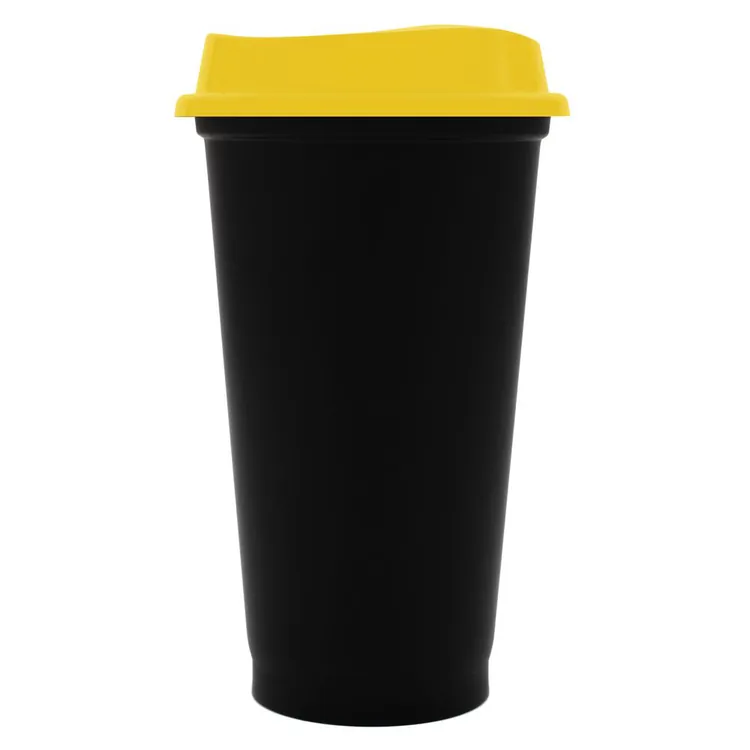 Стакан с крышкой Color Cap Black, черный с желтым арт.20996.80
