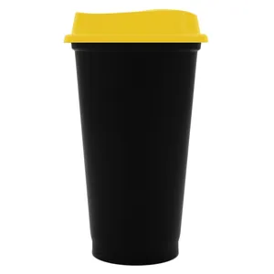 Стакан с крышкой Color Cap Black, черный с желтым арт.20996.80