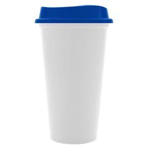 Стакан с крышкой Color Cap White, белый с синим арт.20997.40