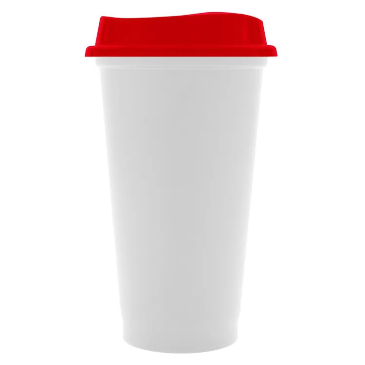 Стакан с крышкой Color Cap White, белый с красным арт.20997.50
