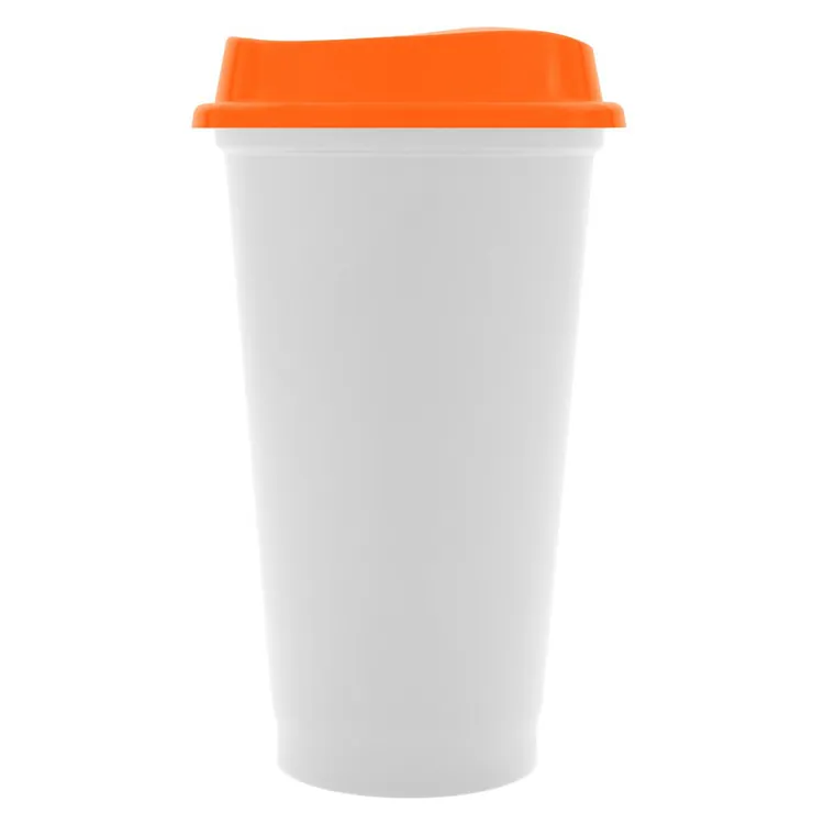 Стакан с крышкой Color Cap White, белый с оранжевым арт.20997.20