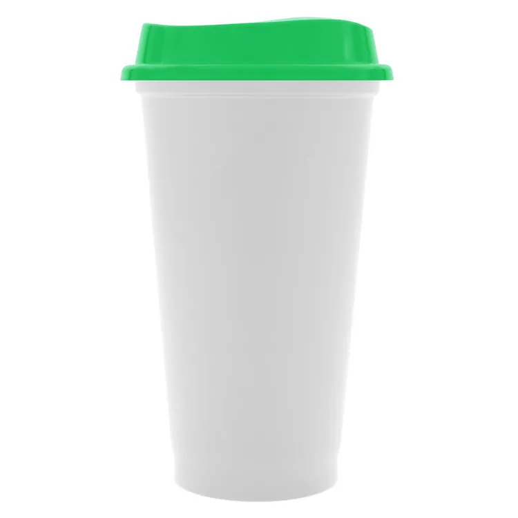 Стакан с крышкой Color Cap White, белый с зеленым арт.20997.90