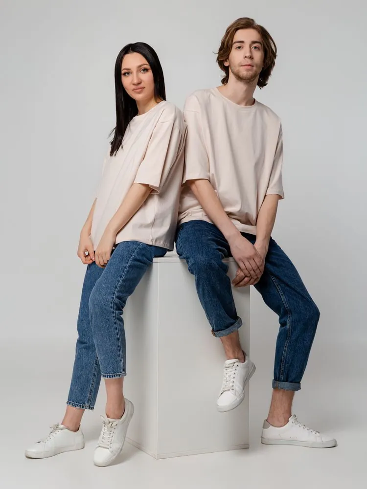Футболка унисекс оверсайз Street Vibes, бежевая арт.16900.10