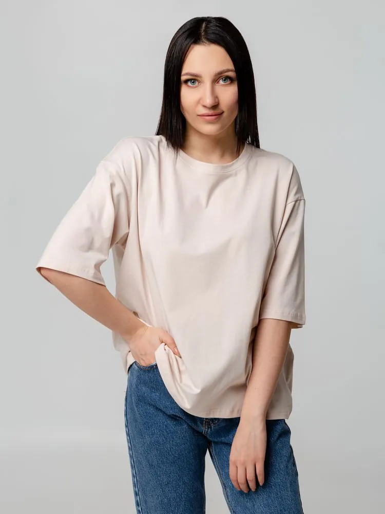 Футболка унисекс оверсайз Street Vibes, бежевая арт.16900.10