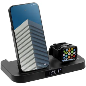 Зарядная станция с часами Clock Nest, черная арт.15609.30