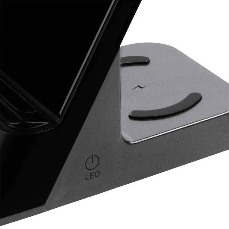 Зарядная станция с часами E-Store для смартфона, часов и наушников, черная арт.14939.30