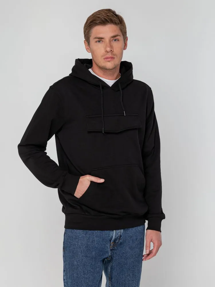 Худи унисекс с карманом на груди Chest Pocket, черное арт.15501.30