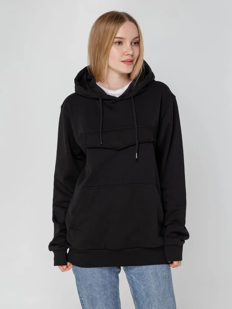 Худи унисекс с карманом на груди Chest Pocket, черное арт.15501.30