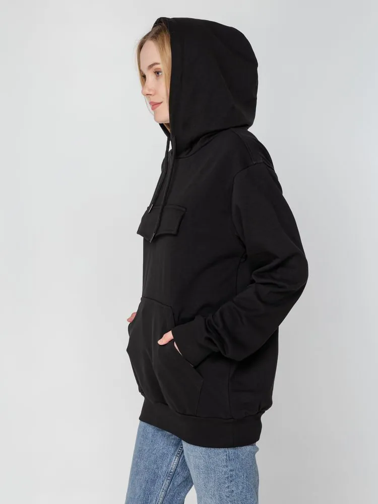 Худи унисекс с карманом на груди Chest Pocket, черное арт.15501.30
