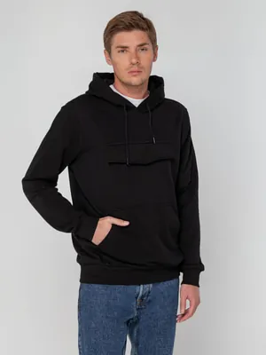 Худи унисекс с карманом на груди Chest Pocket, черное арт.15501.30