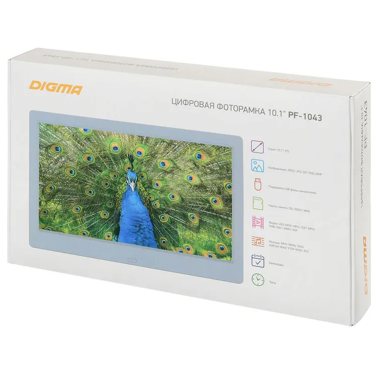 Цифровая фоторамка Digma PF-1043, белая арт.15391.60