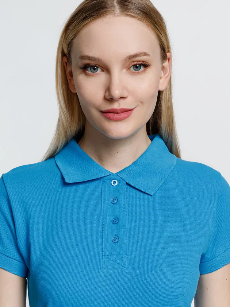 Рубашка поло женская Virma Premium Lady, бирюзовая арт.11146.42