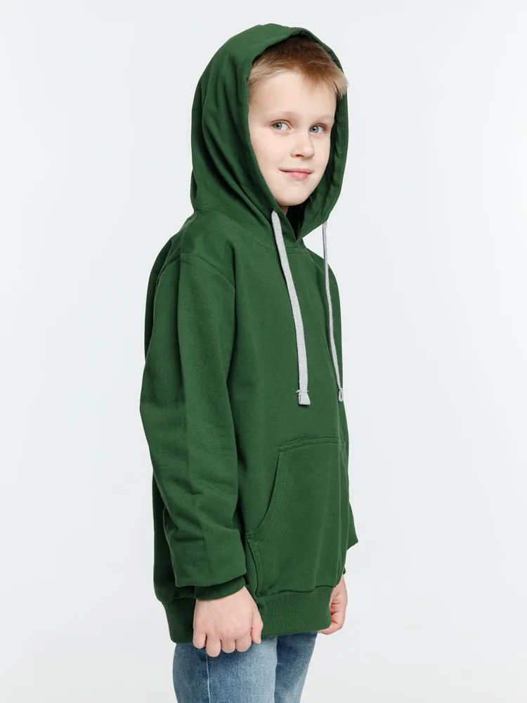 Толстовка с капюшоном детская Kirenga Kids, темно-зеленая арт.11147.90