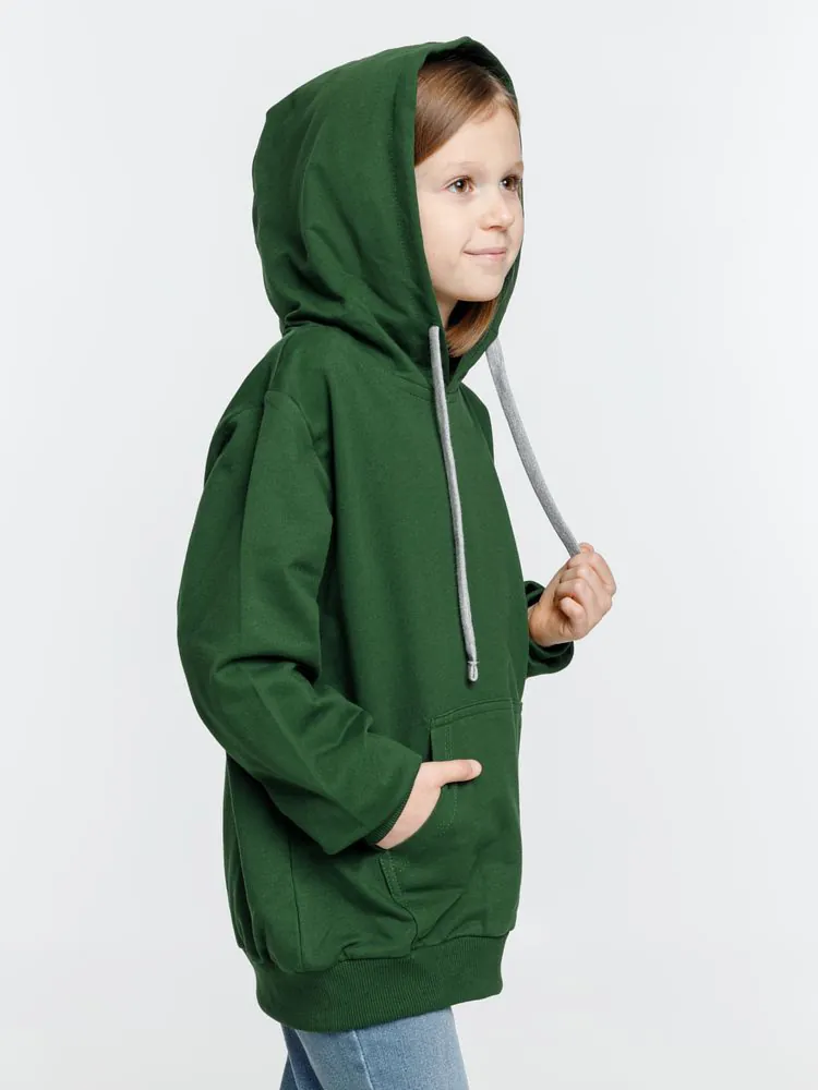Толстовка с капюшоном детская Kirenga Kids, темно-зеленая арт.11147.90