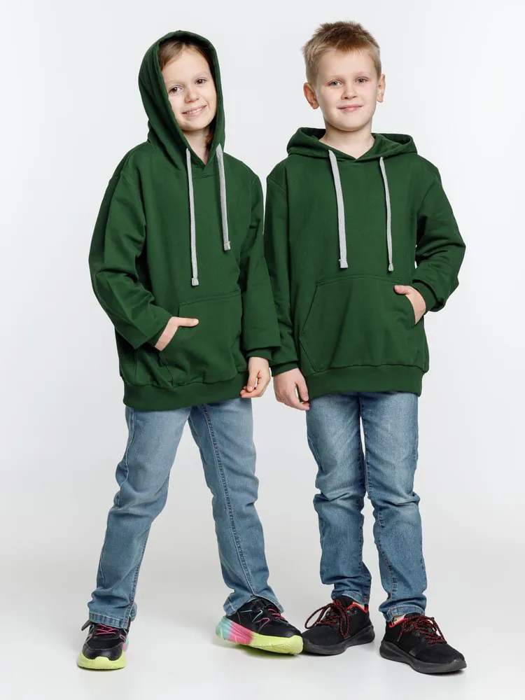 Толстовка с капюшоном детская Kirenga Kids, темно-зеленая арт.11147.90