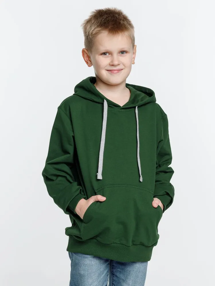 Толстовка с капюшоном детская Kirenga Kids, темно-зеленая арт.11147.90
