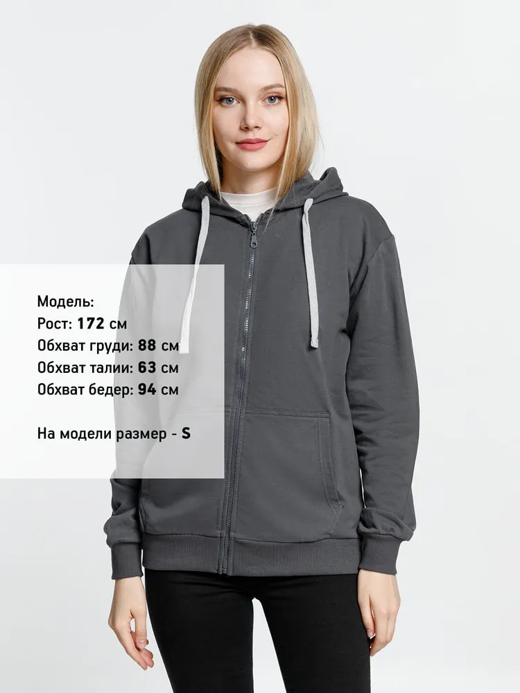 Толстовка на молнии с капюшоном Siverga, темно-серая (графит) арт.6895.10