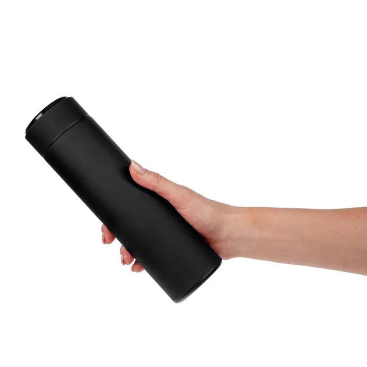 Смарт-бутылка с заменяемой батарейкой Long Therm Soft Touch, черная арт.15717.30