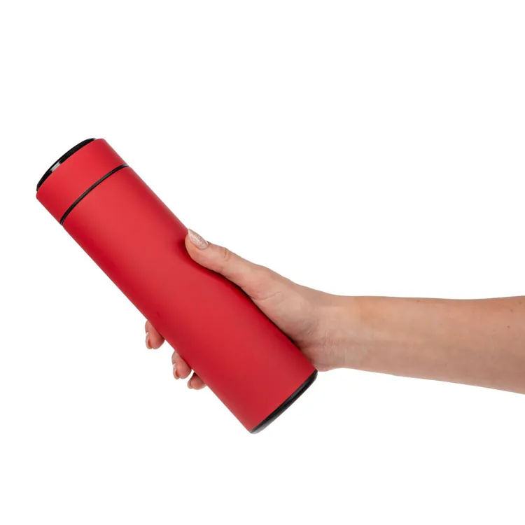 Смарт-бутылка с заменяемой батарейкой Long Therm Soft Touch, красная арт.15717.50