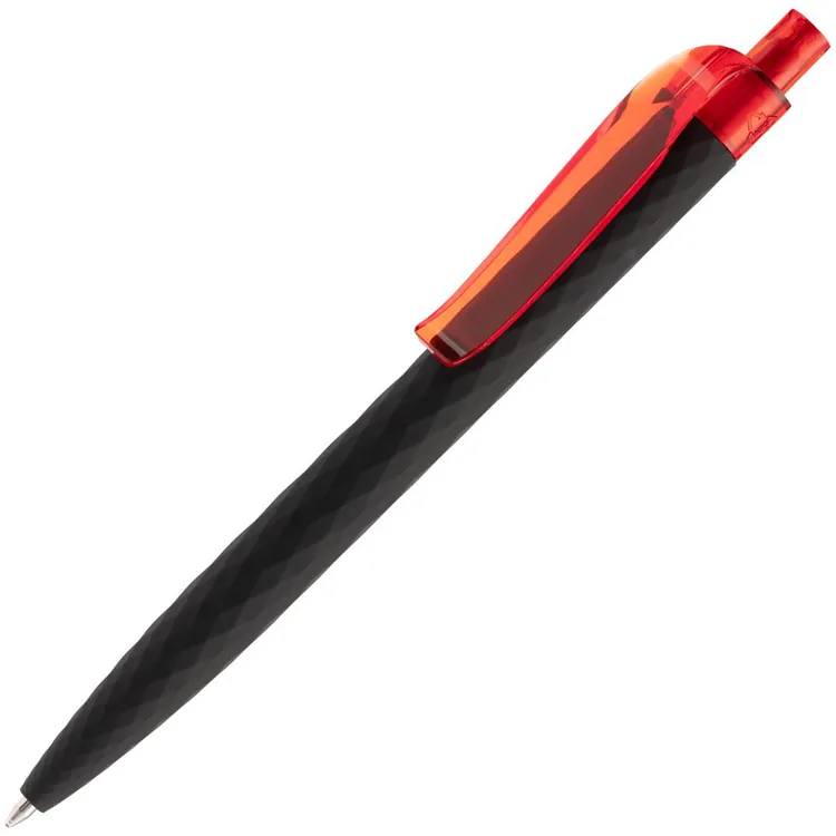 Ручка шариковая Prodir QS01 PRT-T Soft Touch, черная с красным арт.7091.35