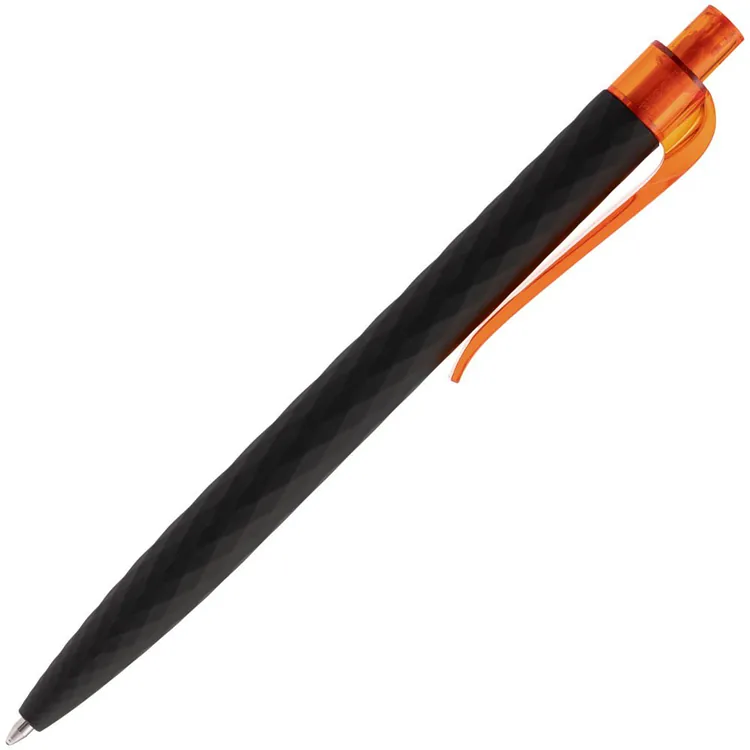 Ручка шариковая Prodir QS01 PRT-T Soft Touch, черная с оранжевым арт.7091.32