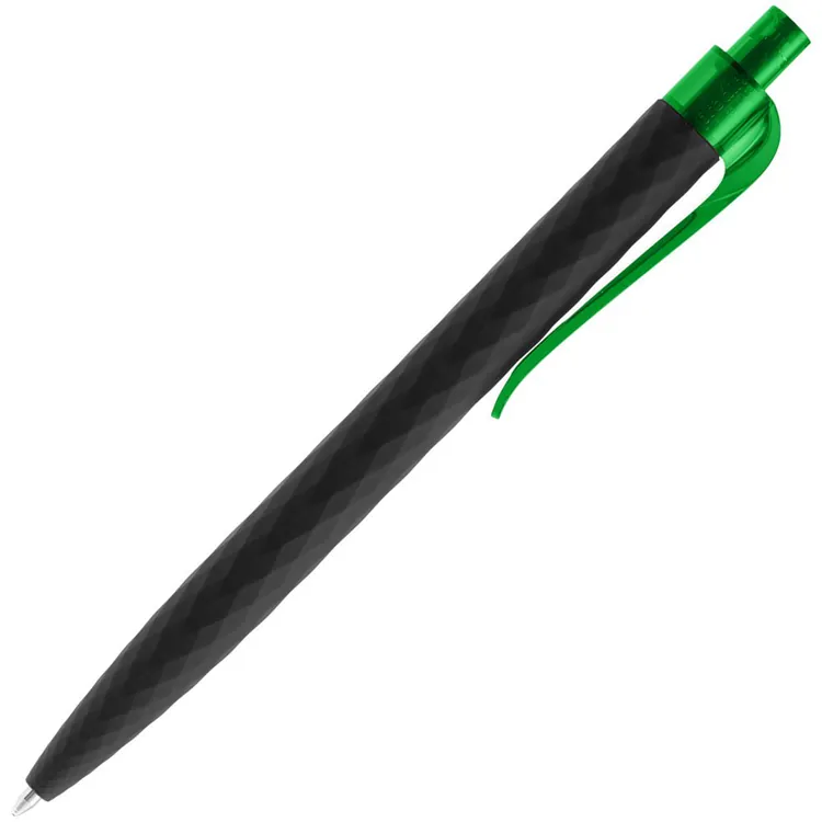Ручка шариковая Prodir QS01 PRT-T Soft Touch, черная с зеленым арт.7091.39