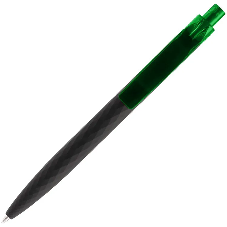 Ручка шариковая Prodir QS01 PRT-T Soft Touch, черная с зеленым арт.7091.39
