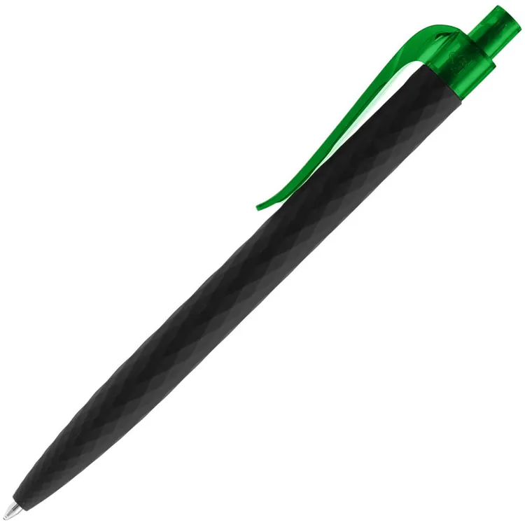 Ручка шариковая Prodir QS01 PRT-T Soft Touch, черная с зеленым арт.7091.39