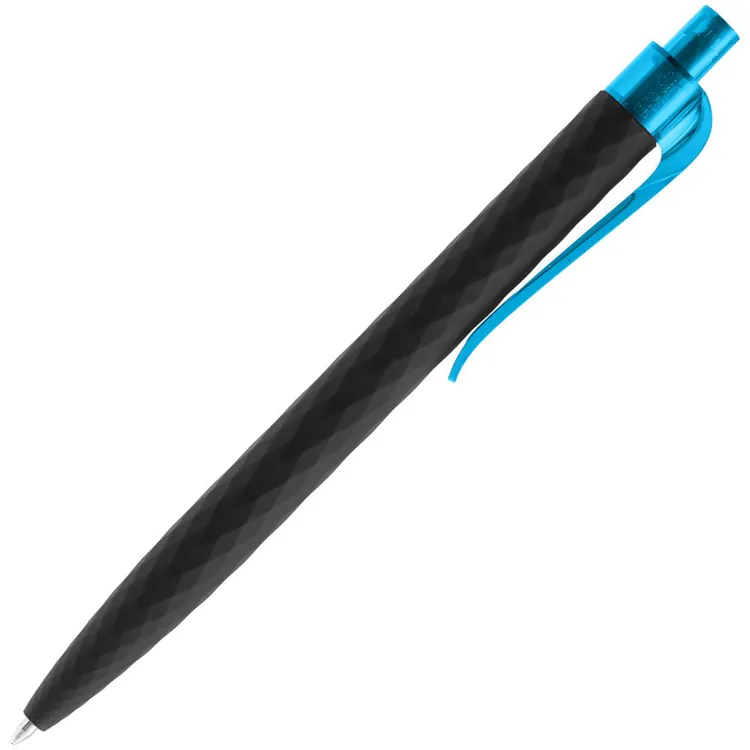 Ручка шариковая Prodir QS01 PRT-T Soft Touch, черная с голубым арт.7091.43