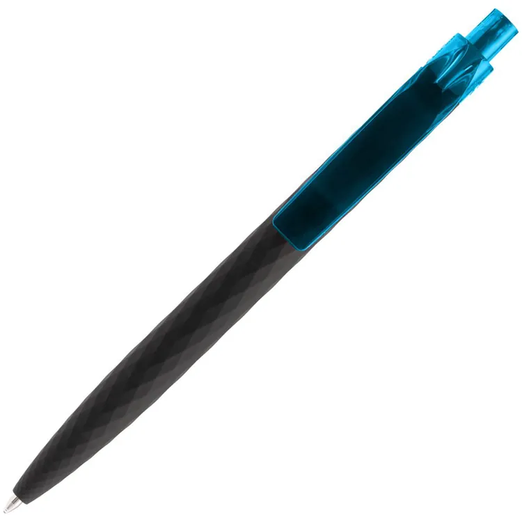Ручка шариковая Prodir QS01 PRT-T Soft Touch, черная с голубым арт.7091.43