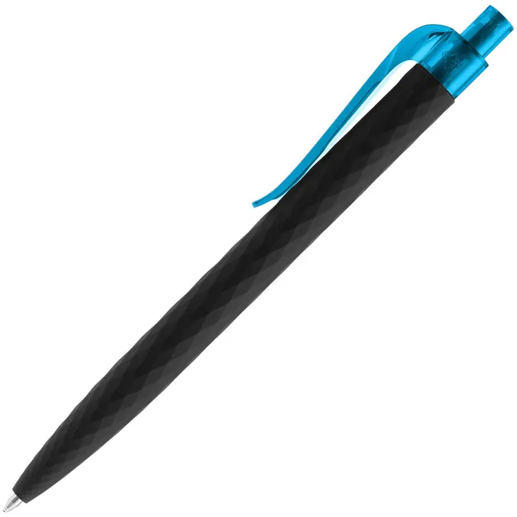 Ручка шариковая Prodir QS01 PRT-T Soft Touch, черная с голубым арт.7091.43