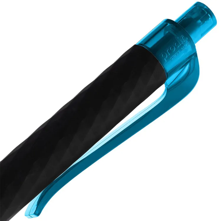 Ручка шариковая Prodir QS01 PRT-T Soft Touch, черная с голубым арт.7091.43