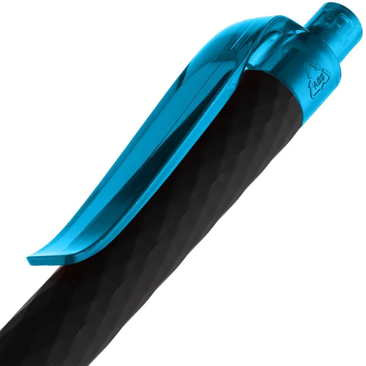 Ручка шариковая Prodir QS01 PRT-T Soft Touch, черная с голубым арт.7091.43