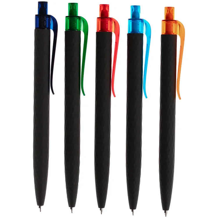 Ручка шариковая Prodir QS01 PRT-T Soft Touch, черная с голубым арт.7091.43