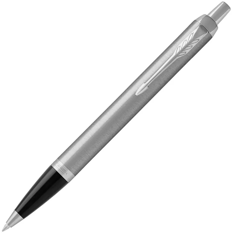Ручка шариковая Parker IM Essential Stainless Steel CT, серебристая с черным арт.16616.00